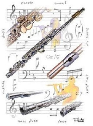 Little Snoring Gifts: 7x5 Greetings Card - Flute Design