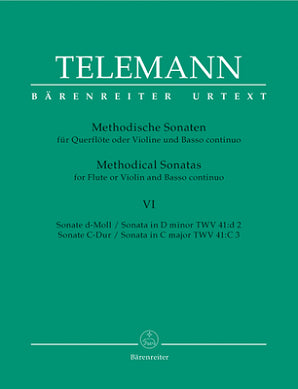 Telemann Methodical Sonatas Vol 6 for Flute or Violin and Basso continuo (Barenreiter)