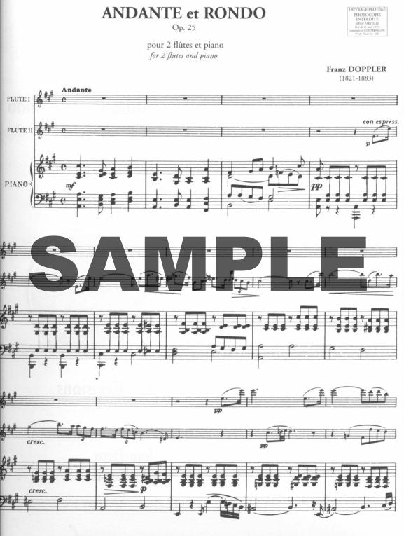 Doppler - Andante and Rondo, Op. 25 for 2 Flutes and Piano (Billadout)