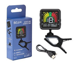 Beam clip on rechargeable tuner with metronome