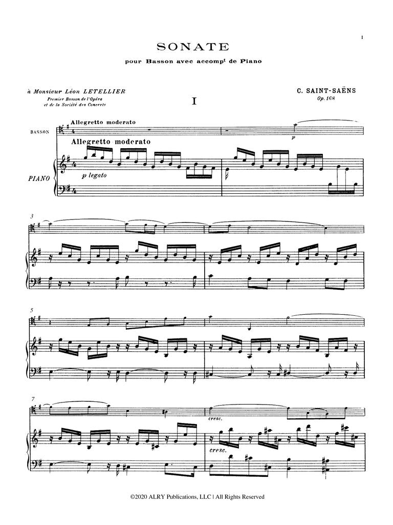 Saint-Saens (arr. Beyer) - Sonate, Op. 168 for Alto Flute and Piano -