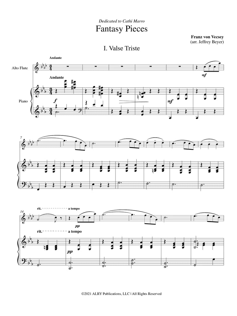 von Vecsey (arr. Beyer) - Fantasy Pieces for Alto Flute and Piano