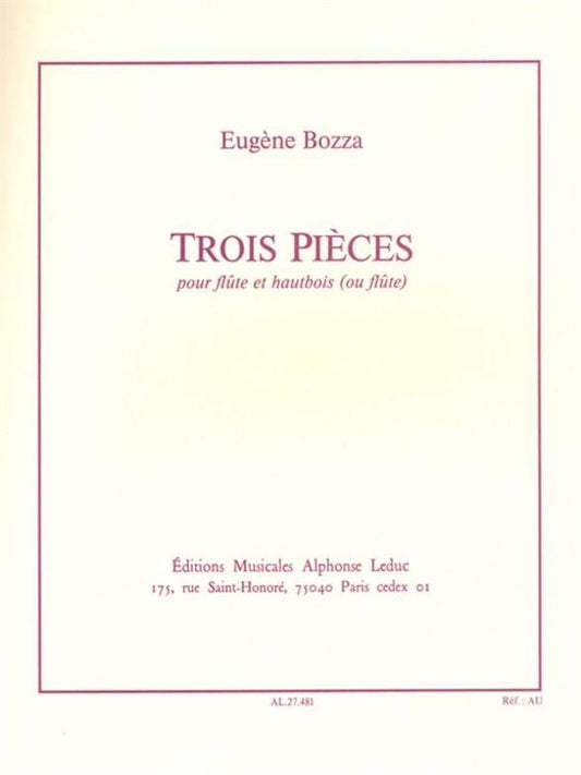 Bozza, Eugene - 3 Pieces for Flute and Oboe (or Flute)