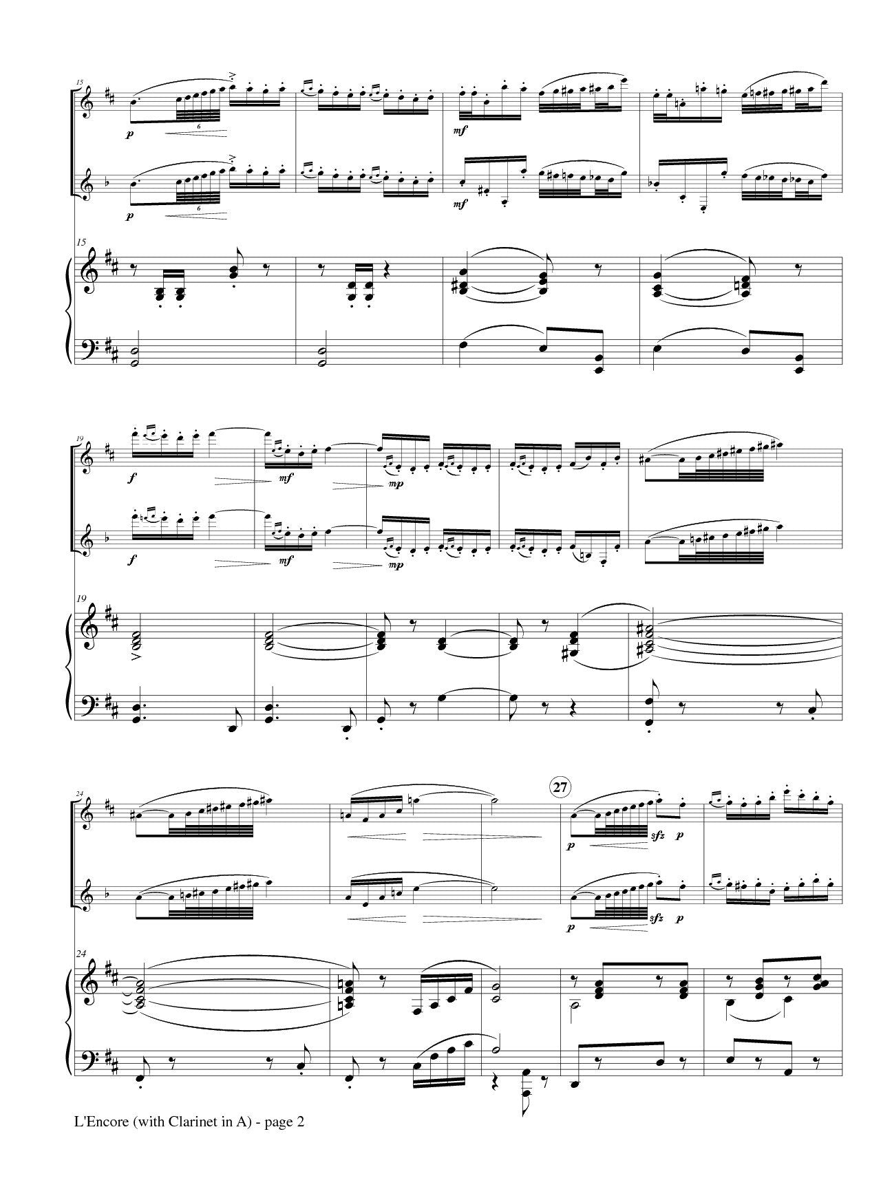 Herbert, Victor - L'Encore for Flute, Clarinet and Piano arr Matt Johnson