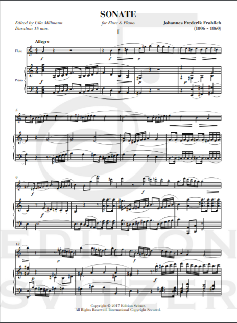 Frøhlich, Johannes Frederik  - Sonata for flute and piano