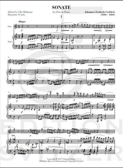 Frøhlich, Johannes Frederik  - Sonata for flute and piano