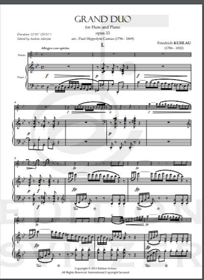Kuhlau, F - Grand Duo -  Flute and Piano