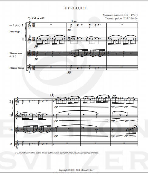 Ravel, M - Le Tombeau de Couperin for flute quartet