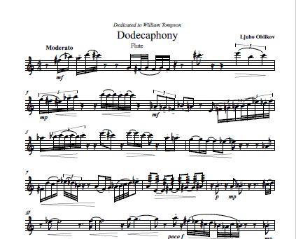 Oblikov , Ljubomir - Dodecaphony for solo flute