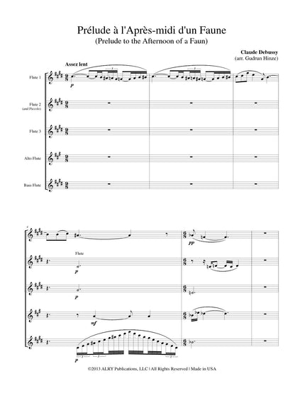 Debussy, Claude - Prélude à l'Après-midi d'un Faune (Prelude to the Afternoon of a Faun) for Flute Quintet