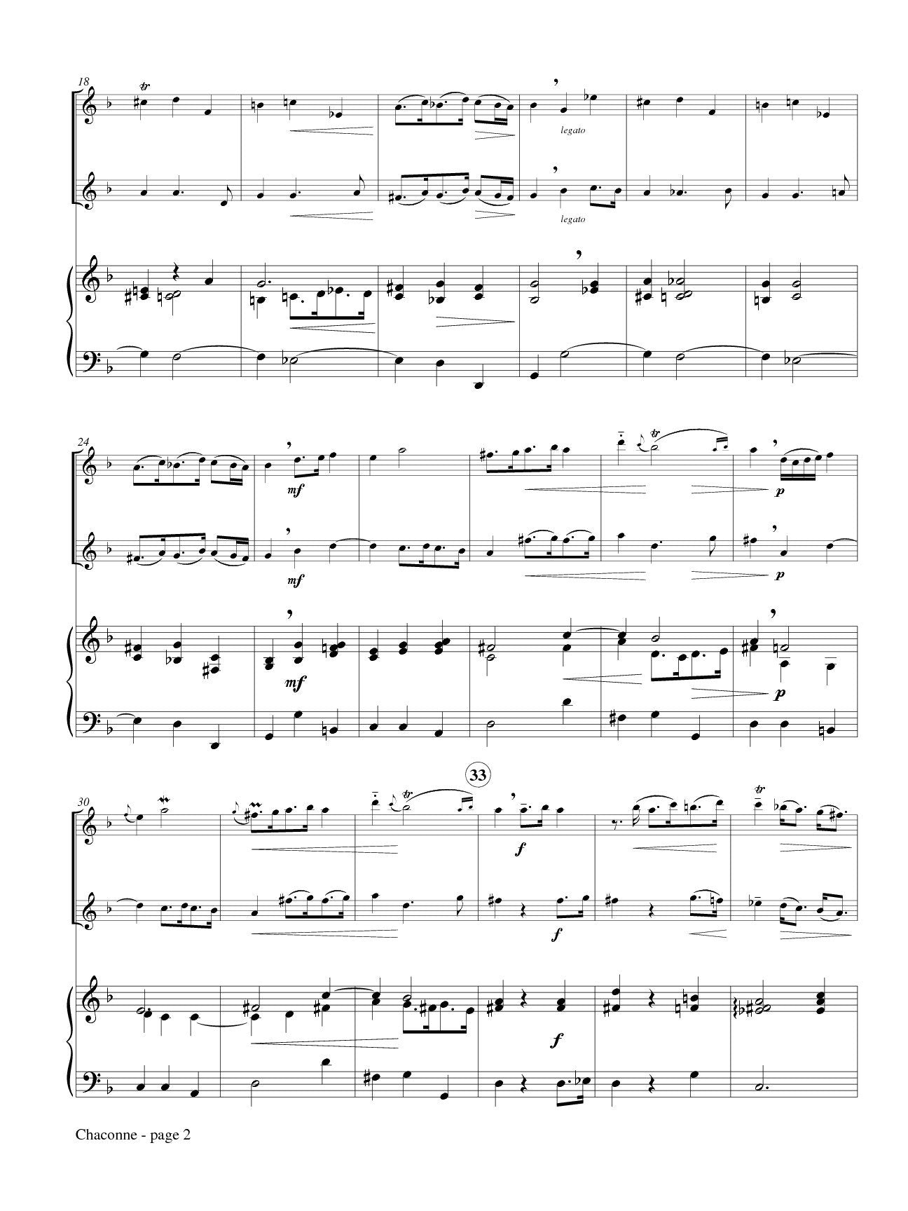 Leclair, Jean-Marie -Chaconne from Deuxieme Recreation de Musique, Op. 8 arr Elizabeth Walker