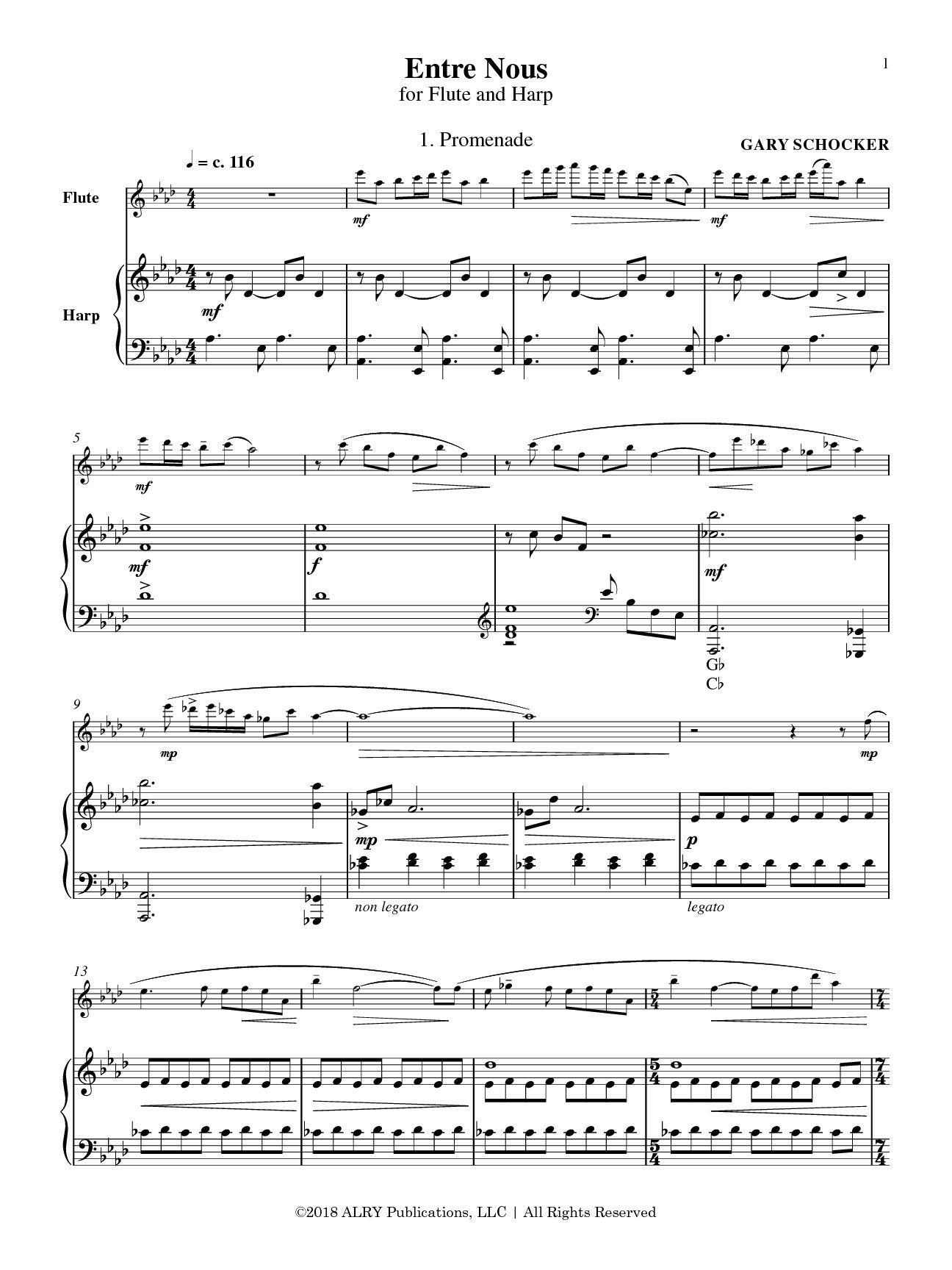 Schocker - Entre Nous for flute and harp