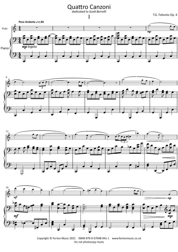 Febonio - Quattro Canzoni for flute and piano