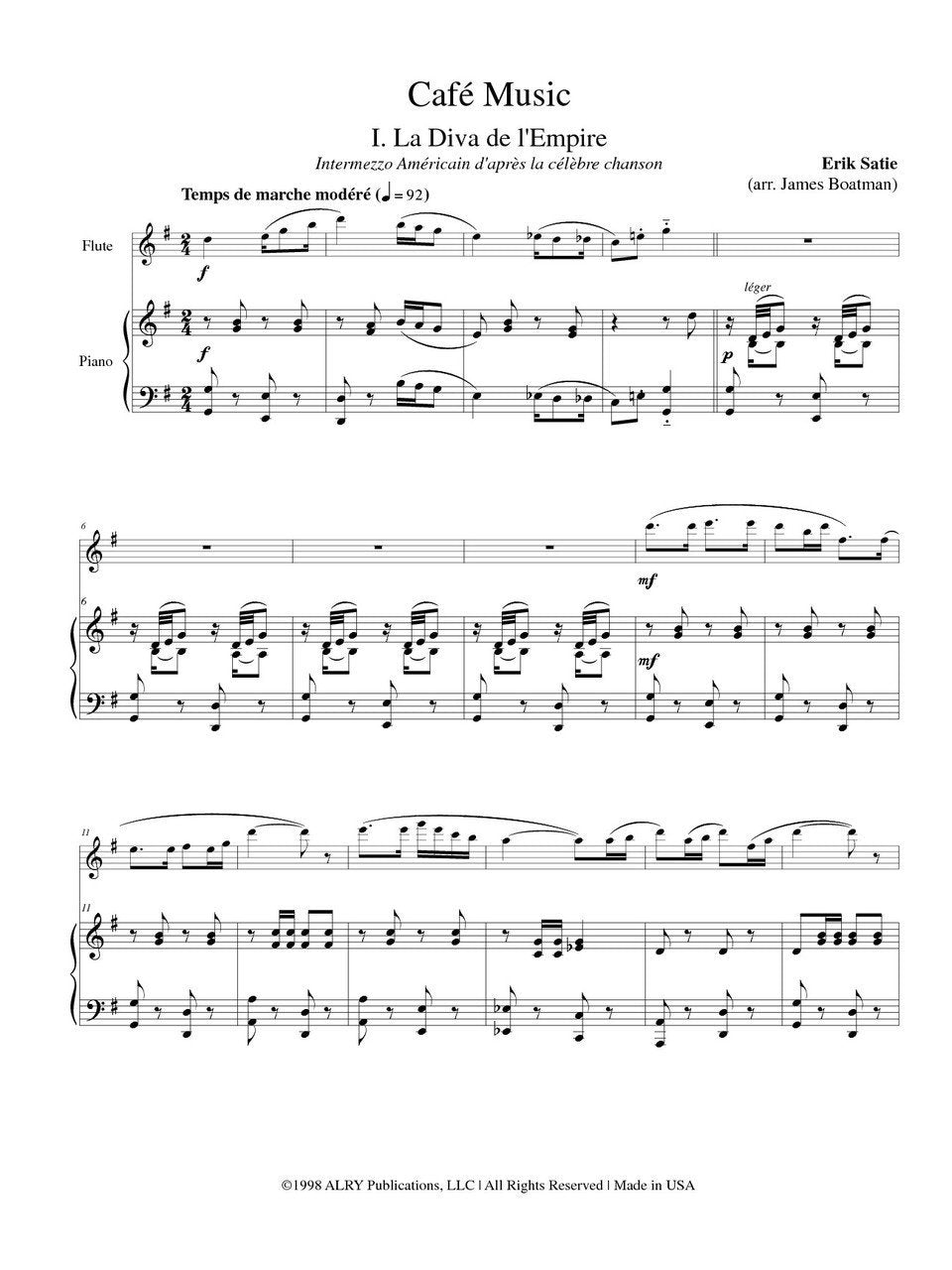 Satie - Cafe Music for Flute and Piano