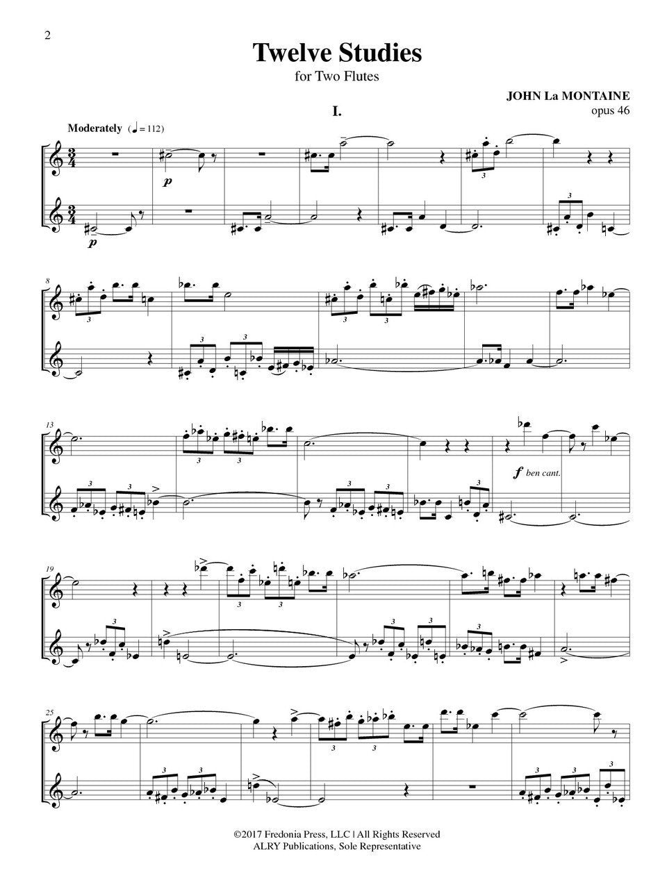 La Montaine - Twelve Studies for Two Flutes, Opus 46