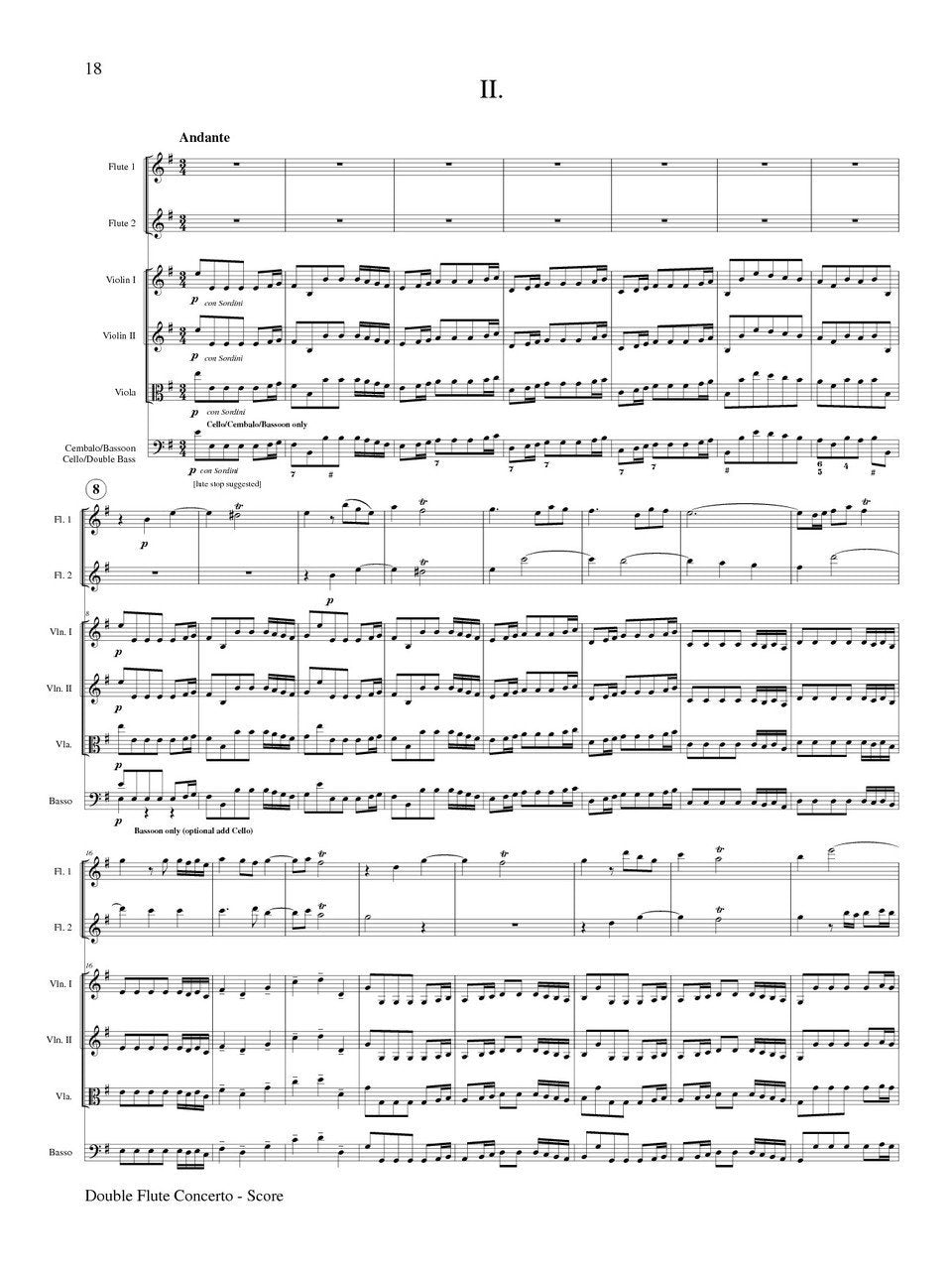 Quantz - Double Flute Concerto in G Major (Two Flutes and Orchestra)