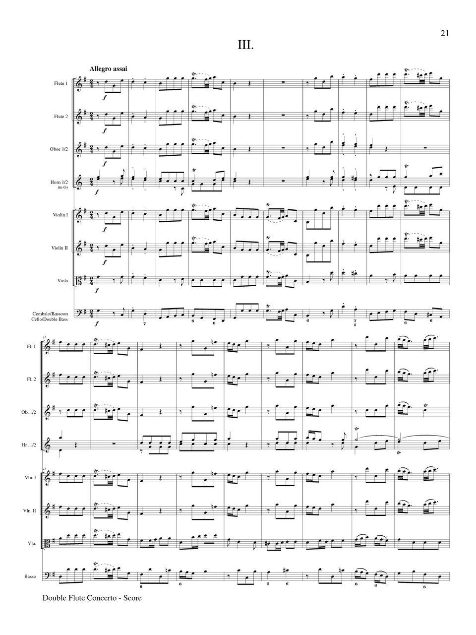 Quantz - Double Flute Concerto in G Major (Two Flutes and Orchestra)
