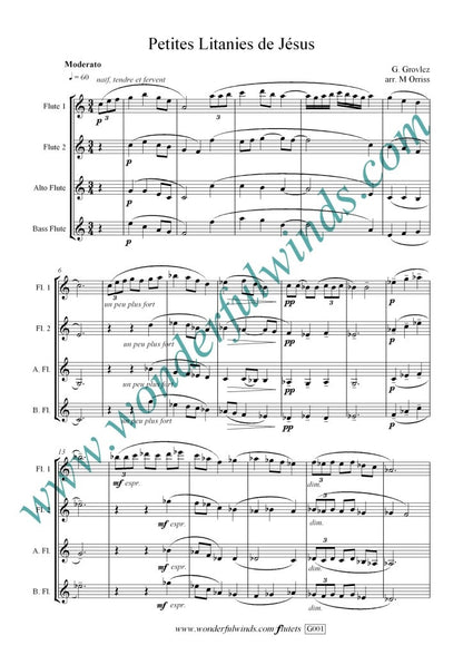 Grovlez, G -Petite Litanies de Jesus for quartet - 2 flutes alto and bass