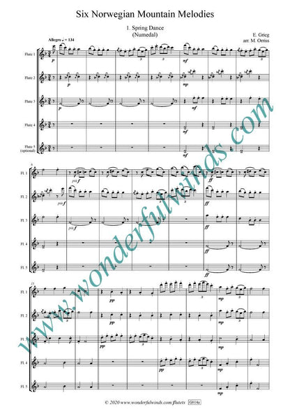 Grieg, E. - Six Norwegian Mountain Melodies for flute ensemble