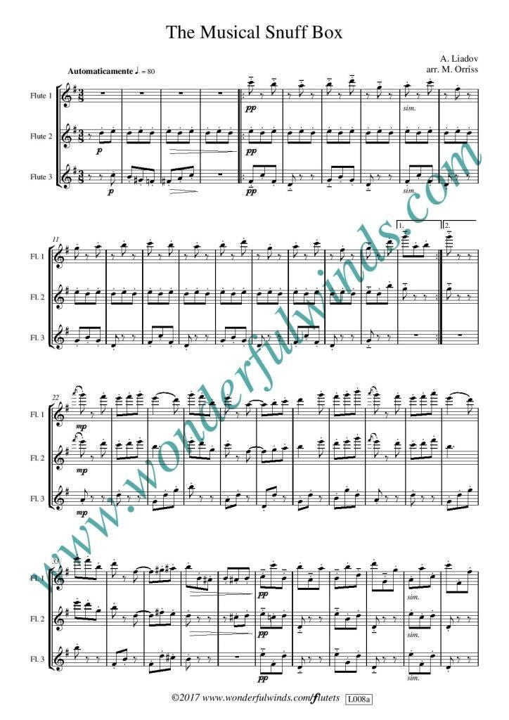 Liadov, A /Orriss - The Musical Snuff Box for three flutes