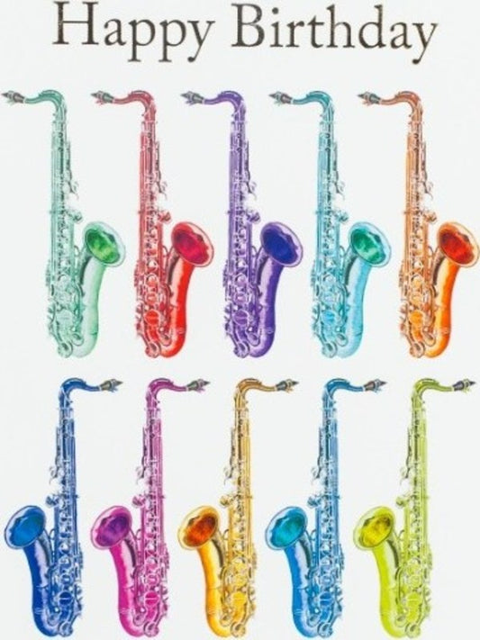 Happy Birthday Card - Jazzy Saxophone Design