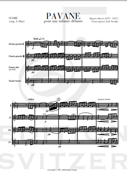 Ravel - Pavane pour une infante defunte for 4 flutes