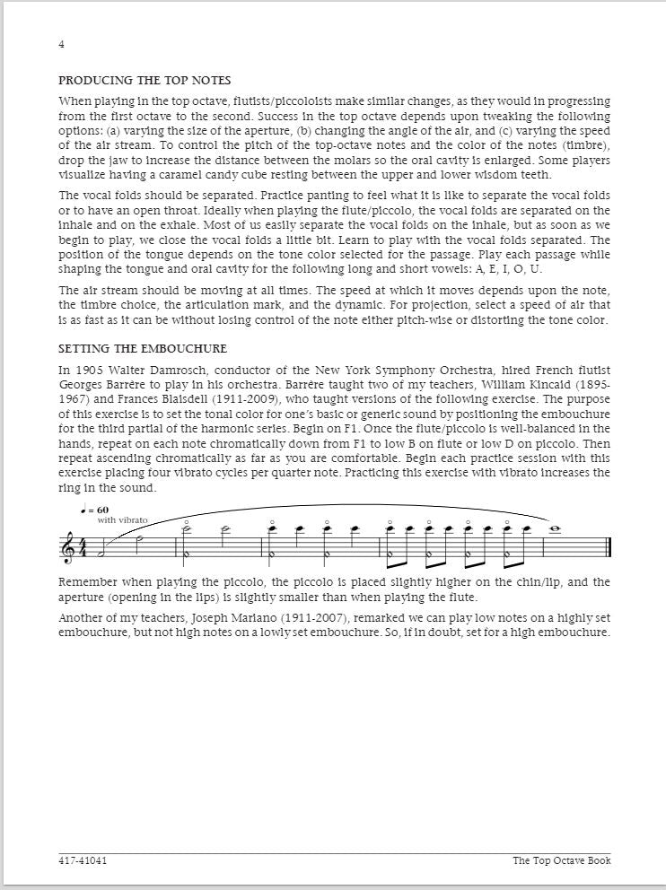 The Top Octave Book Playing with Artistry for Flute or Piccolo