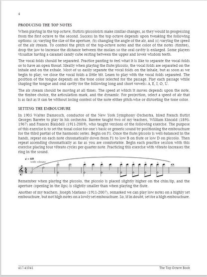 The Top Octave Book Playing with Artistry for Flute or Piccolo