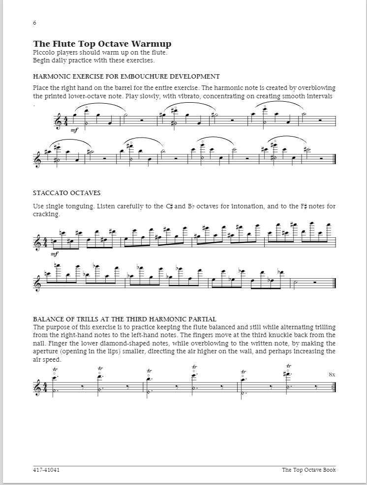 The Top Octave Book Playing with Artistry for Flute or Piccolo