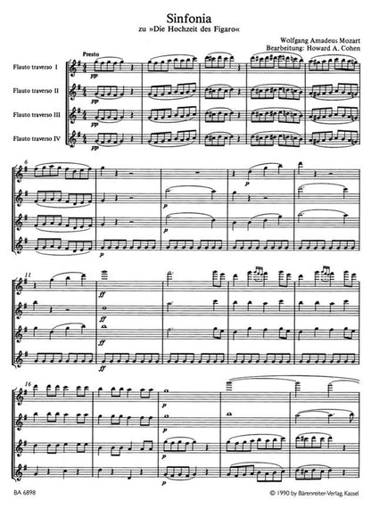 Mozart Wolfgang Amadeus	Marriage of Figaro Overture arranged for Flutes.
