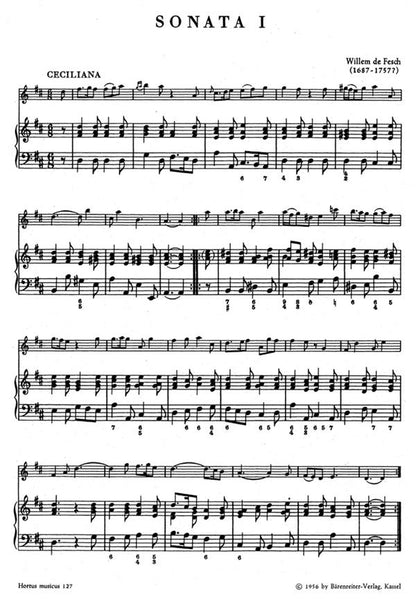 Fesch Willem de	Sonatas (6), Vol. 1: Nos.  1 - 3 (D maj, C min, E min).