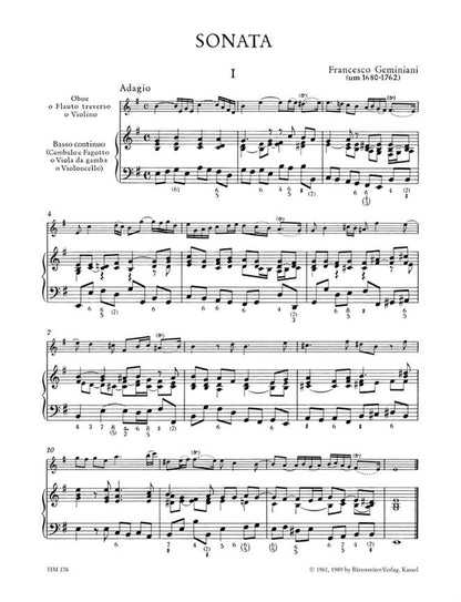Geminiani - Sonata in E minor for Oboe or Flute or Violin and Basso continuo