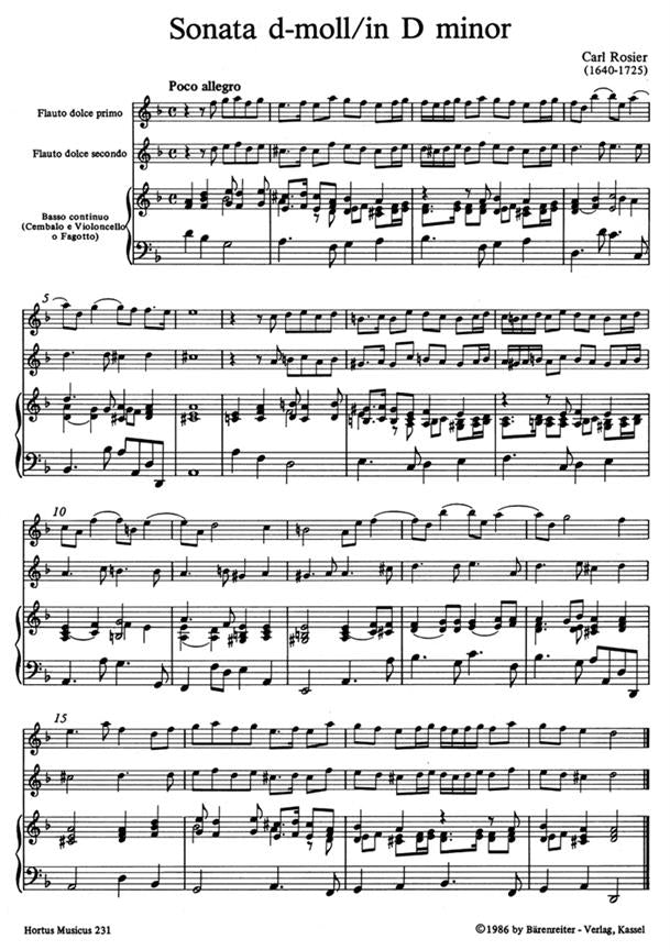 Rosier Carl	Trio Sonatas (2) (D min, C min).