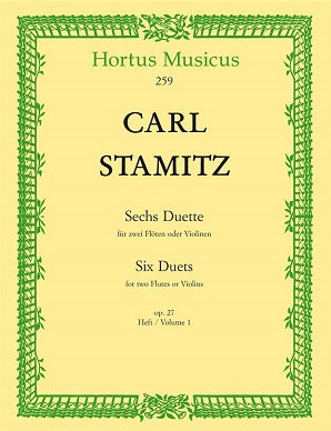 Stamitz Carl	Duets (6), Op.27, Vol. 1: Nos 1 - 3.