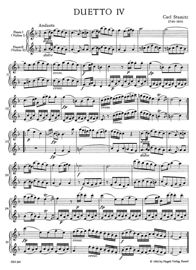 Stamitz Carl	Duets (6), Op.27, Vol. 2: Nos.  4 - 6.
