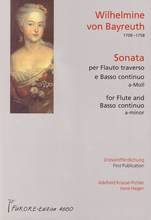 Bayreuth, Wilhelmine von - Sonata in a minor for flute and basso continuo (Furore)