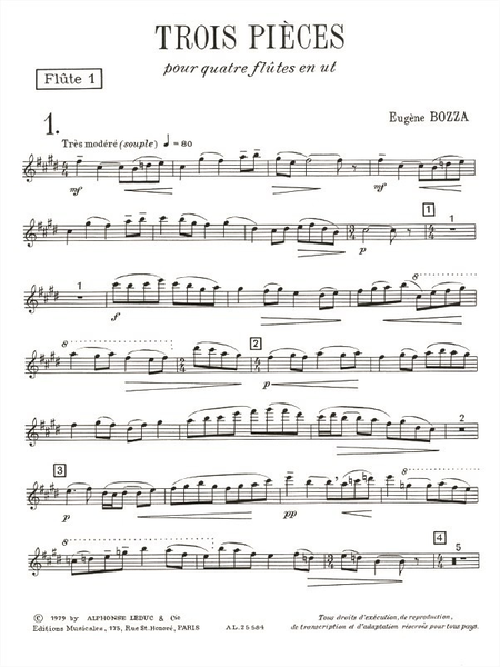 Bozza, E - Three Pieces - 4 Flutes en Ut