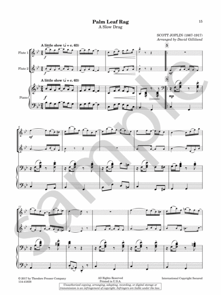 Joplin - Four Joplin Rags arranged for Two Flutes and Piano