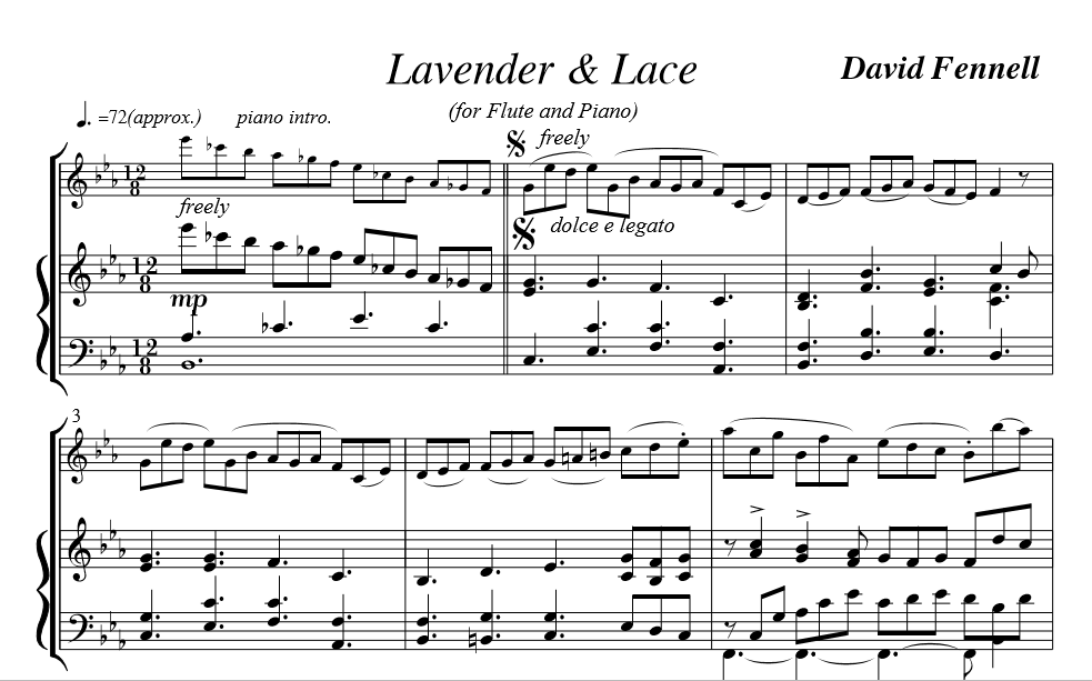 Fennell, D - Lavender & Lace for flute and piano (Digital Download)