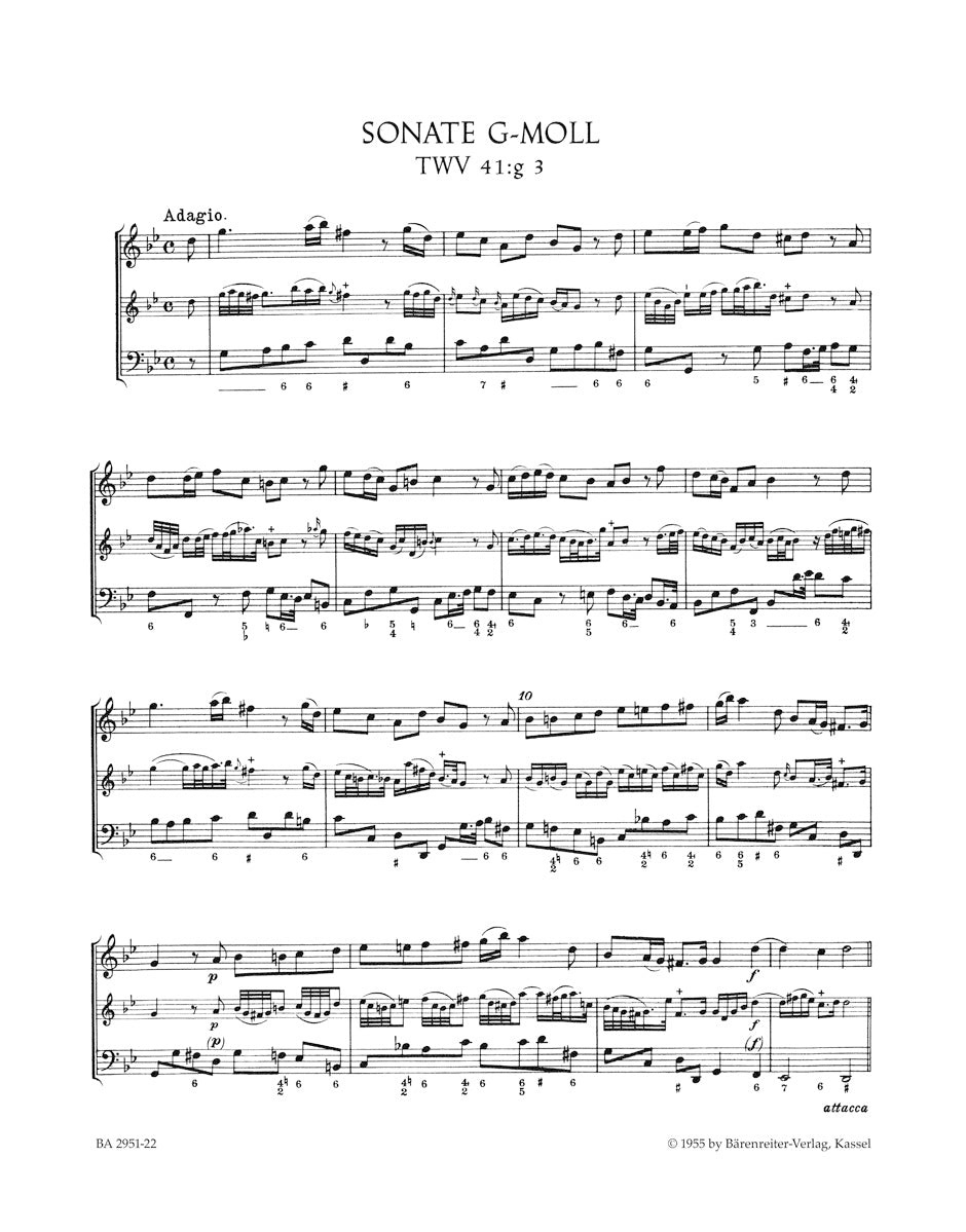 Telemann - Twelve Methodical Sonatas for Flute or Violin and Basso continuo (Complete) (Barenreiter)