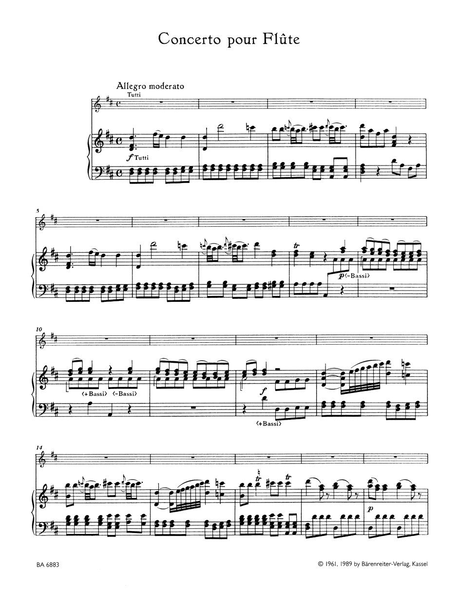 Boccherini, L - Concerto in D major Op. 27 for Flute and Piano (Barenreiter)