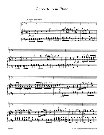 Boccherini, L - Concerto in D major Op. 27 for Flute and Piano (Barenreiter)