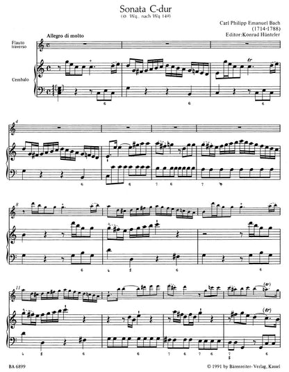 Bach Carl Philipp Emanuel	Sonata for Flute in C (according to Wq 149).
