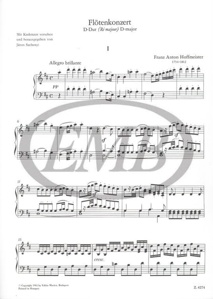 Hoffmeister, Franz Anton:Concerto for Flute D major (EMB)